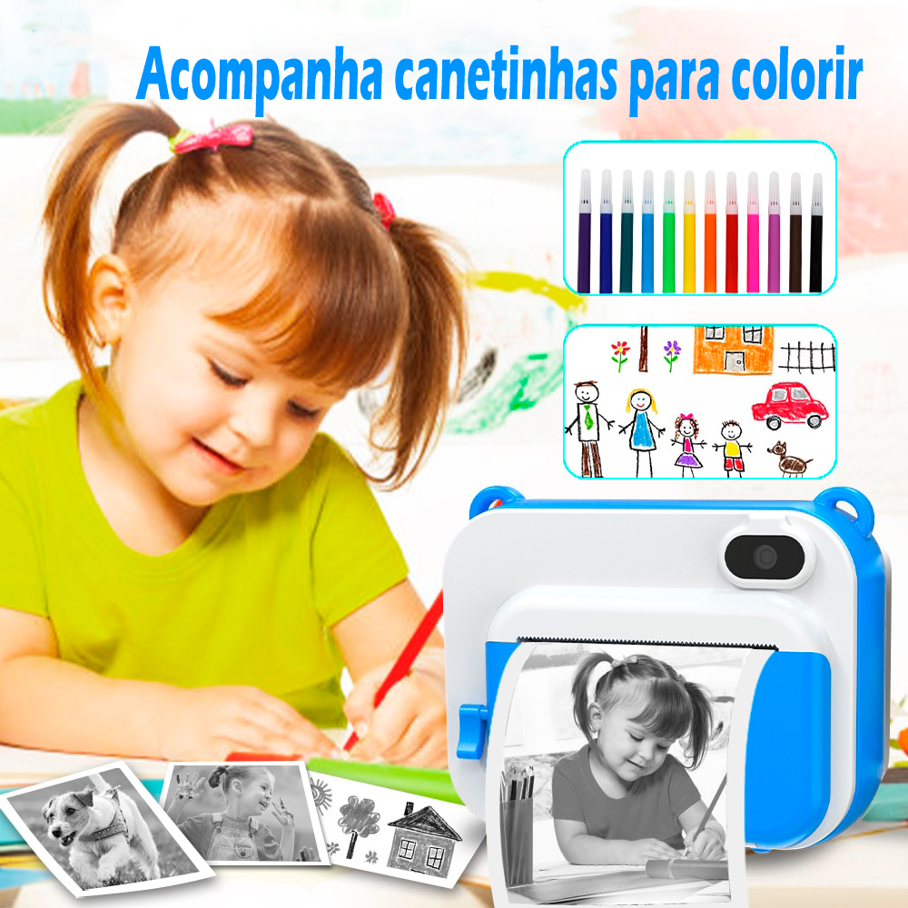 Câmera fotográfica Infantil Digital Com 300 Impressões