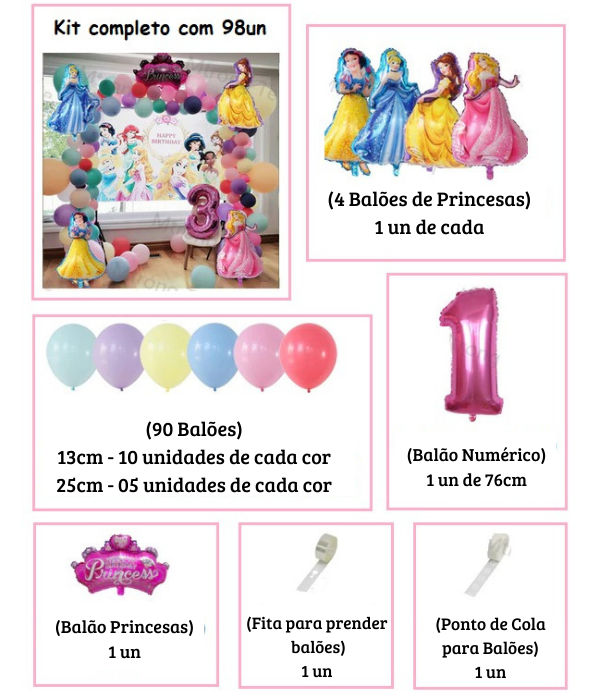 Kit Festa de Aniversário Princesas da Disney