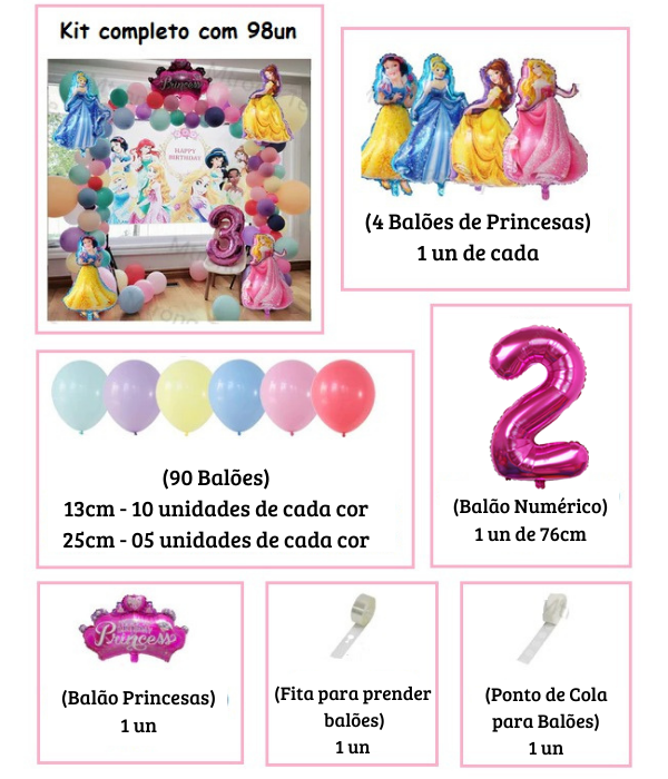 Kit Festa de Aniversário Princesas da Disney