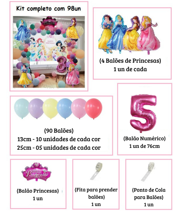 Kit Festa de Aniversário Princesas da Disney