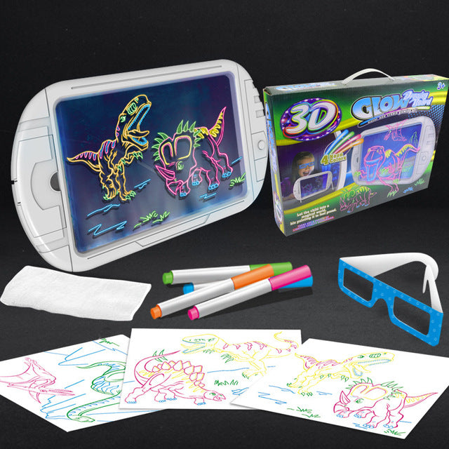 Quadro Mágico De Desenhos 3D Infantil + Óculos 3D