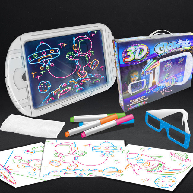 Quadro Mágico De Desenhos 3D Infantil + Óculos 3D