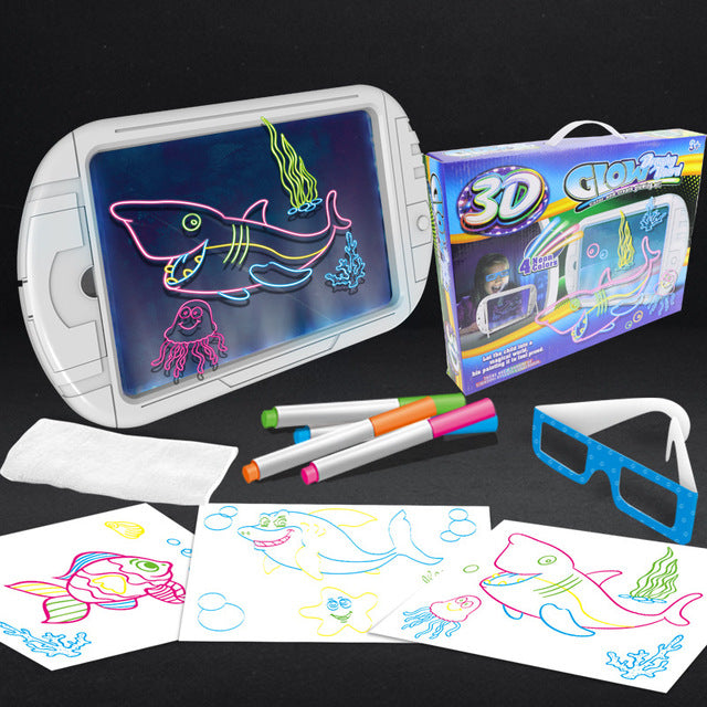 Quadro Mágico De Desenhos 3D Infantil + Óculos 3D