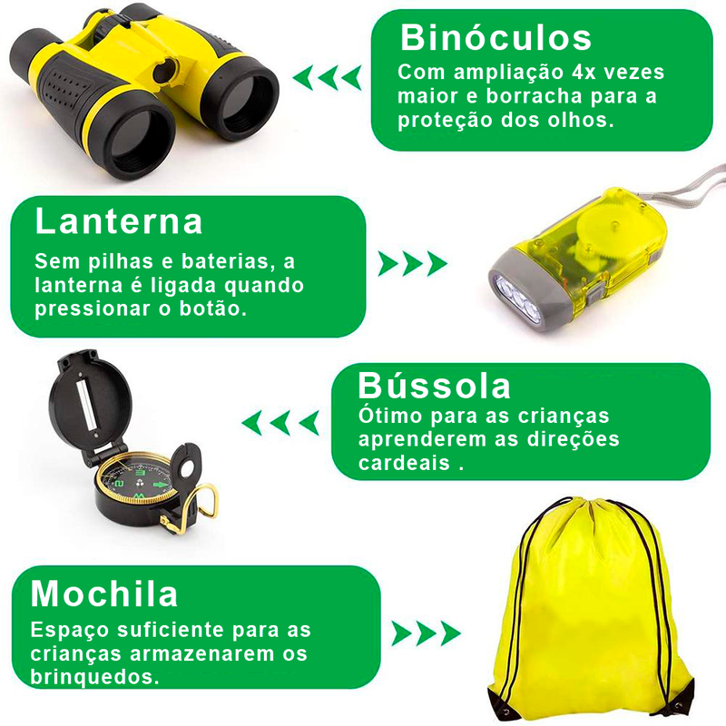 Mochila Com Materiais Do Explorador Infantil Montessori