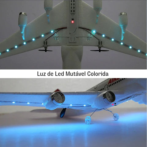 Avião de Controle Remoto Airbus com LED – Universo Dos Brinquedos