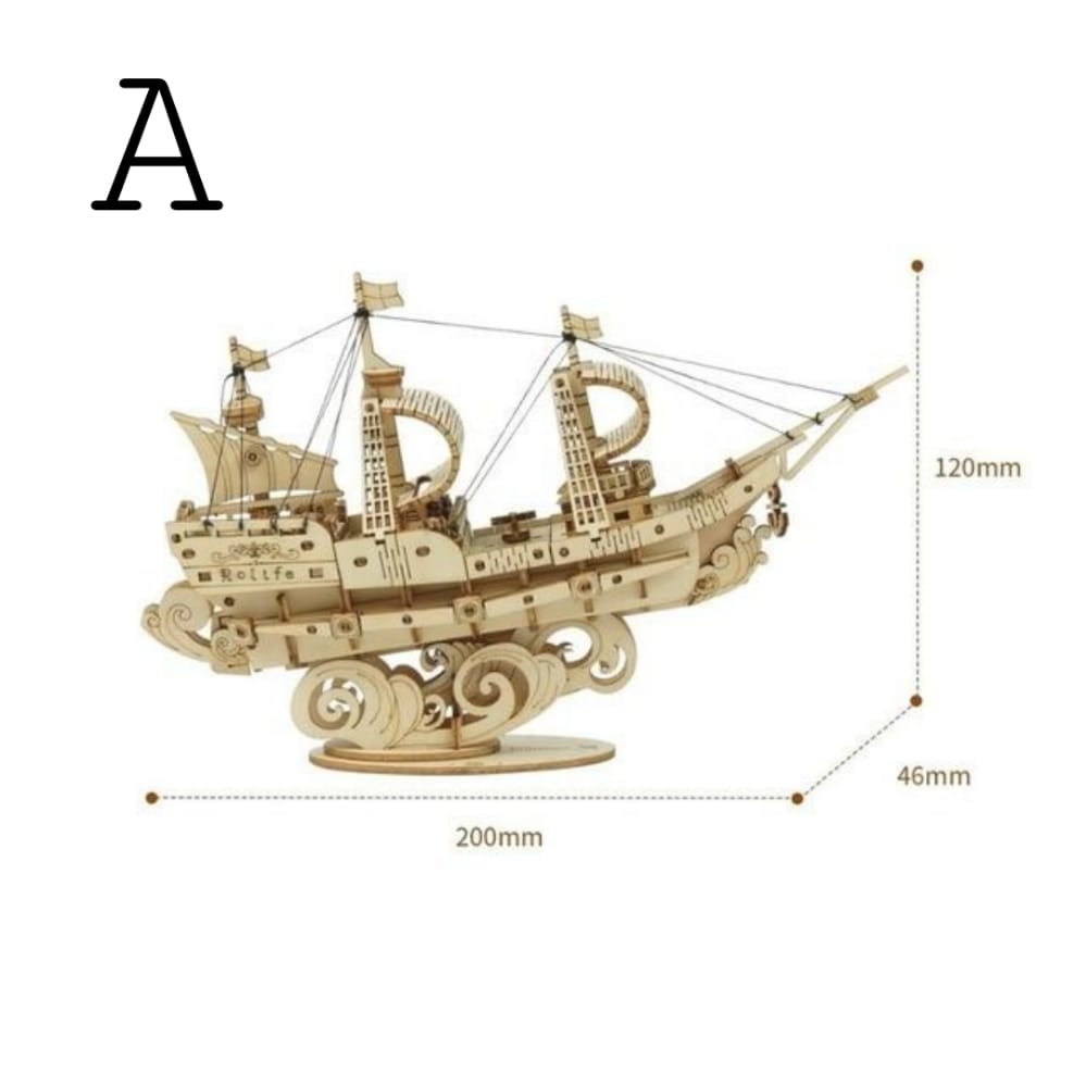 Quebra Cabeça De Barco 3D Em Madeira