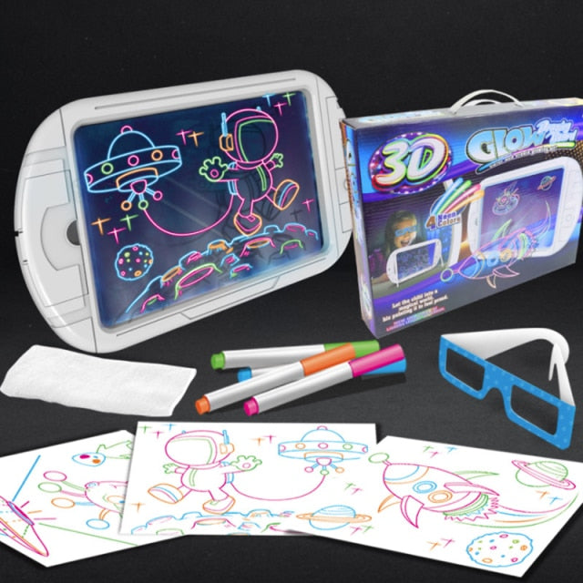 Quadro Mágico De Desenhos 3D Infantil + Óculos 3D